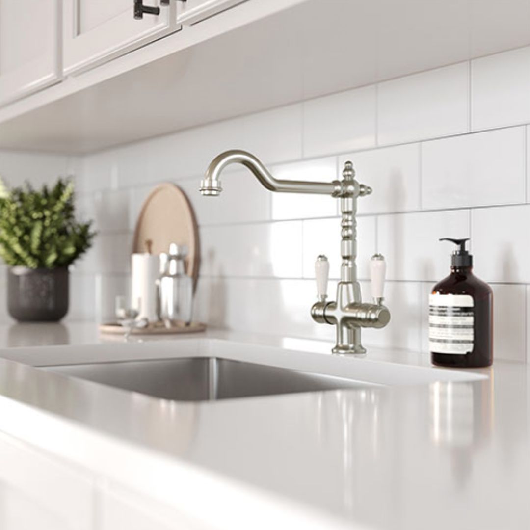 St James Alma Traditional Dual Ceramic Lever Sink Mixer | Brushed Chrome