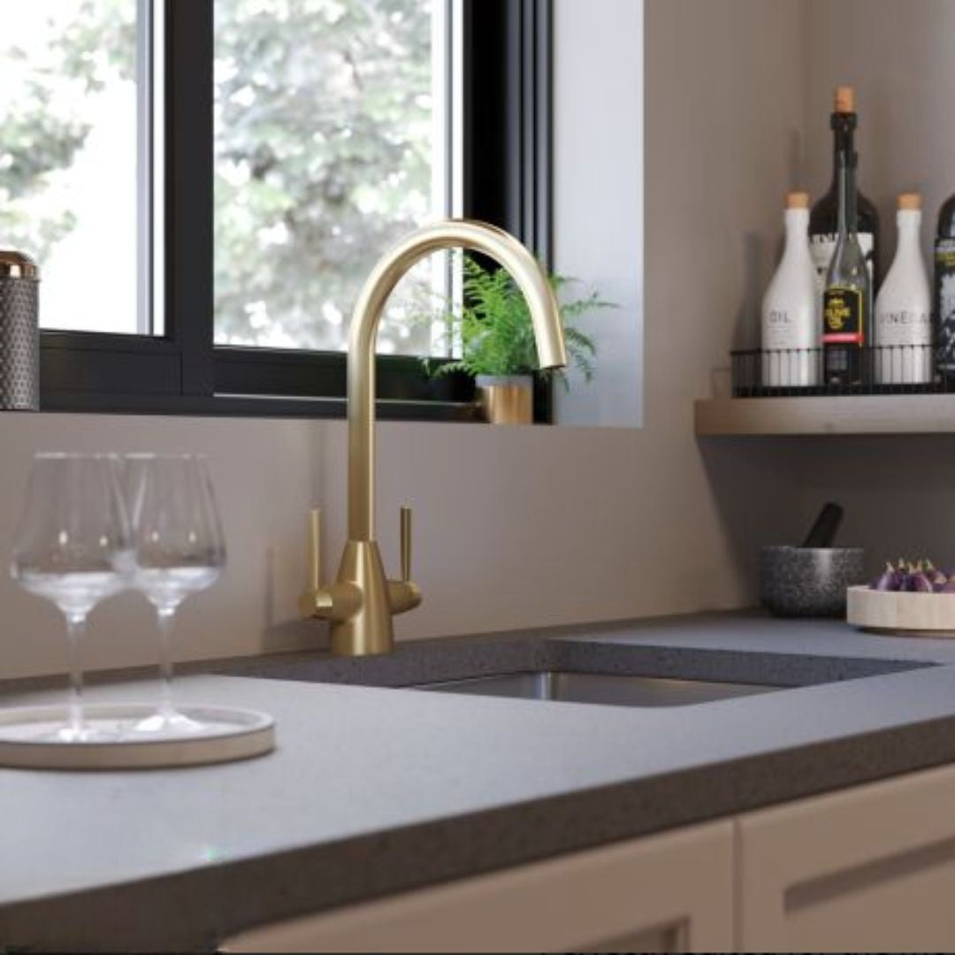 St James Ivy Dual Lever Sink Mixer | Brushed Brass