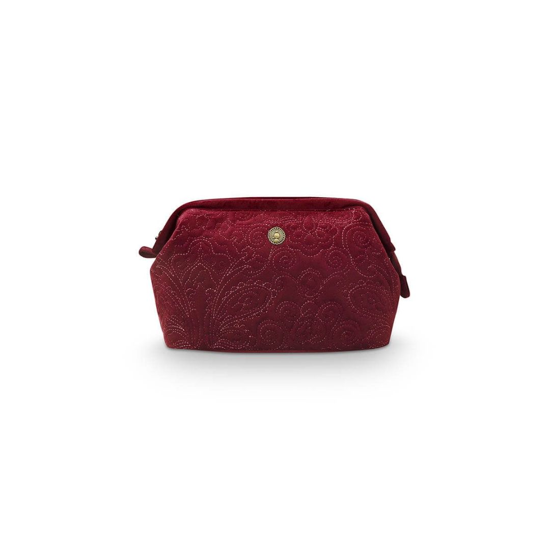 PIP STUDIO LARGE PURSE COSMETIC VELVET QUILTEY DAYS RED