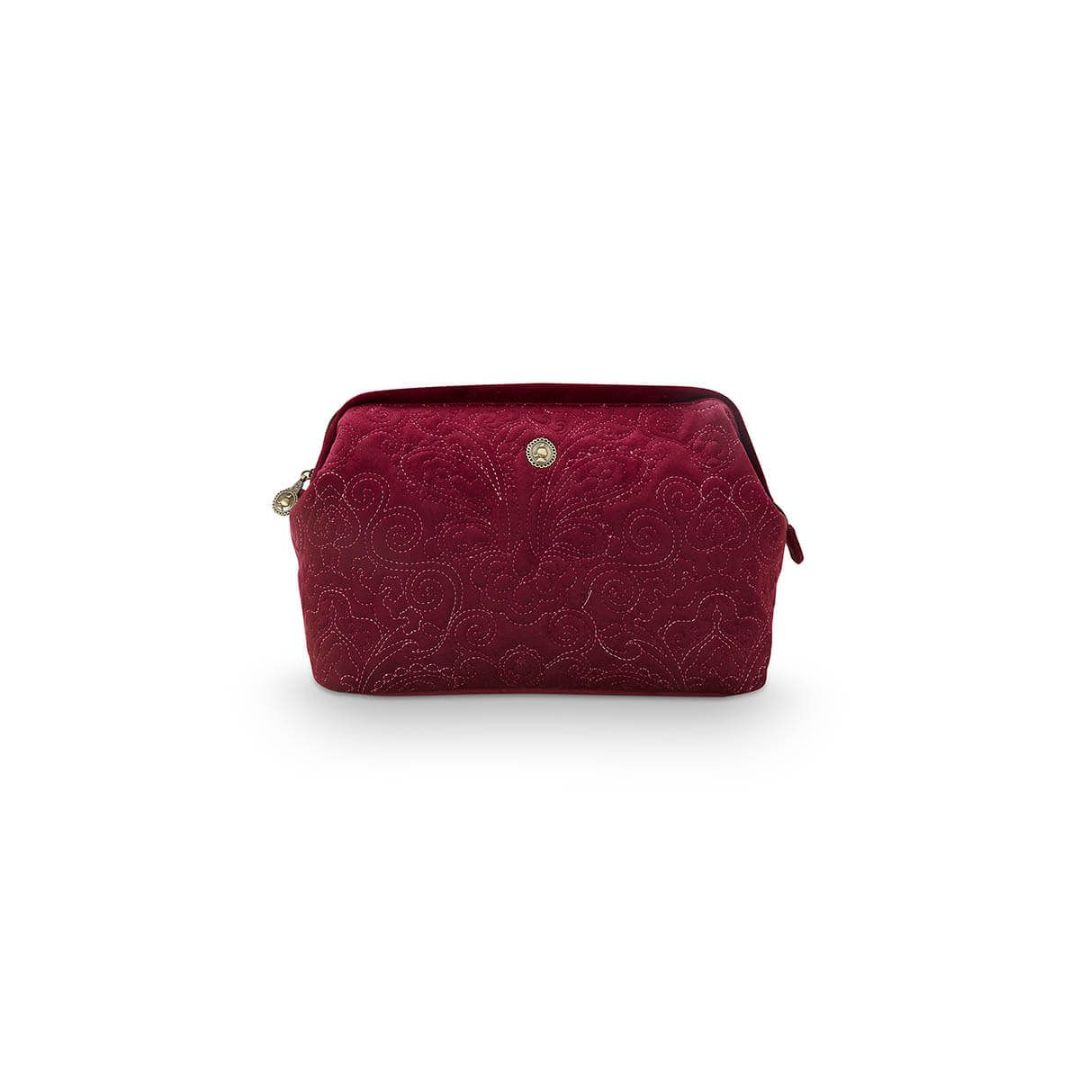 PIP STUDIO EXTRA LARGE PURSE COSMETIC VELVET QUILTEY DAYS RED