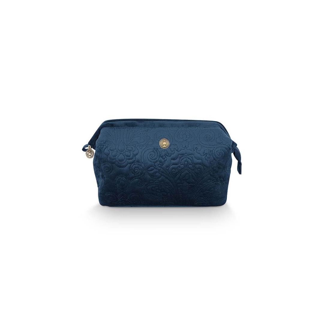 PIP STUDIO LARGE PURSE COSMETIC VELVET QUILTEY DAYS BLUE