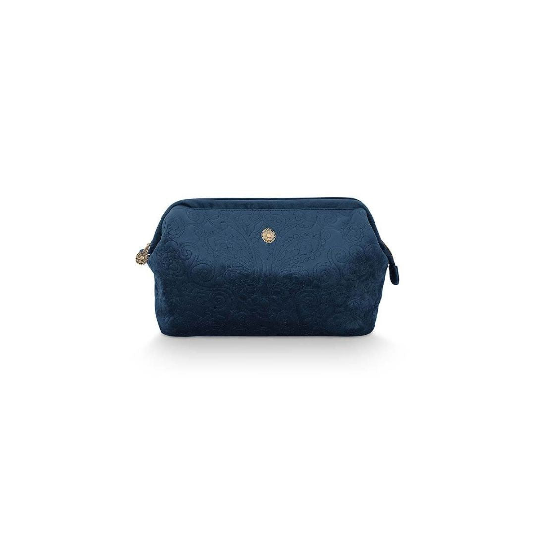 PIP STUDIO EXTRA LARGE PURSE COSMETIC VELVET QUILTEY DAYS BLUE
