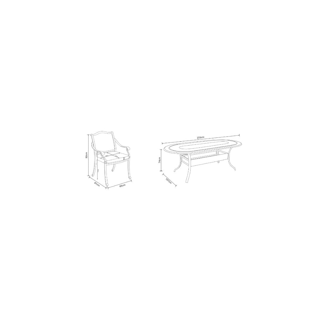 HARTMAN AMALFI OVAL SET WITH PARASOL | 6 SEATER