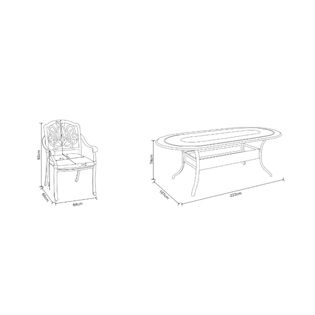 HARTMAN CAPRI OVAL SET WITH PARASOL | 6 SEATER
