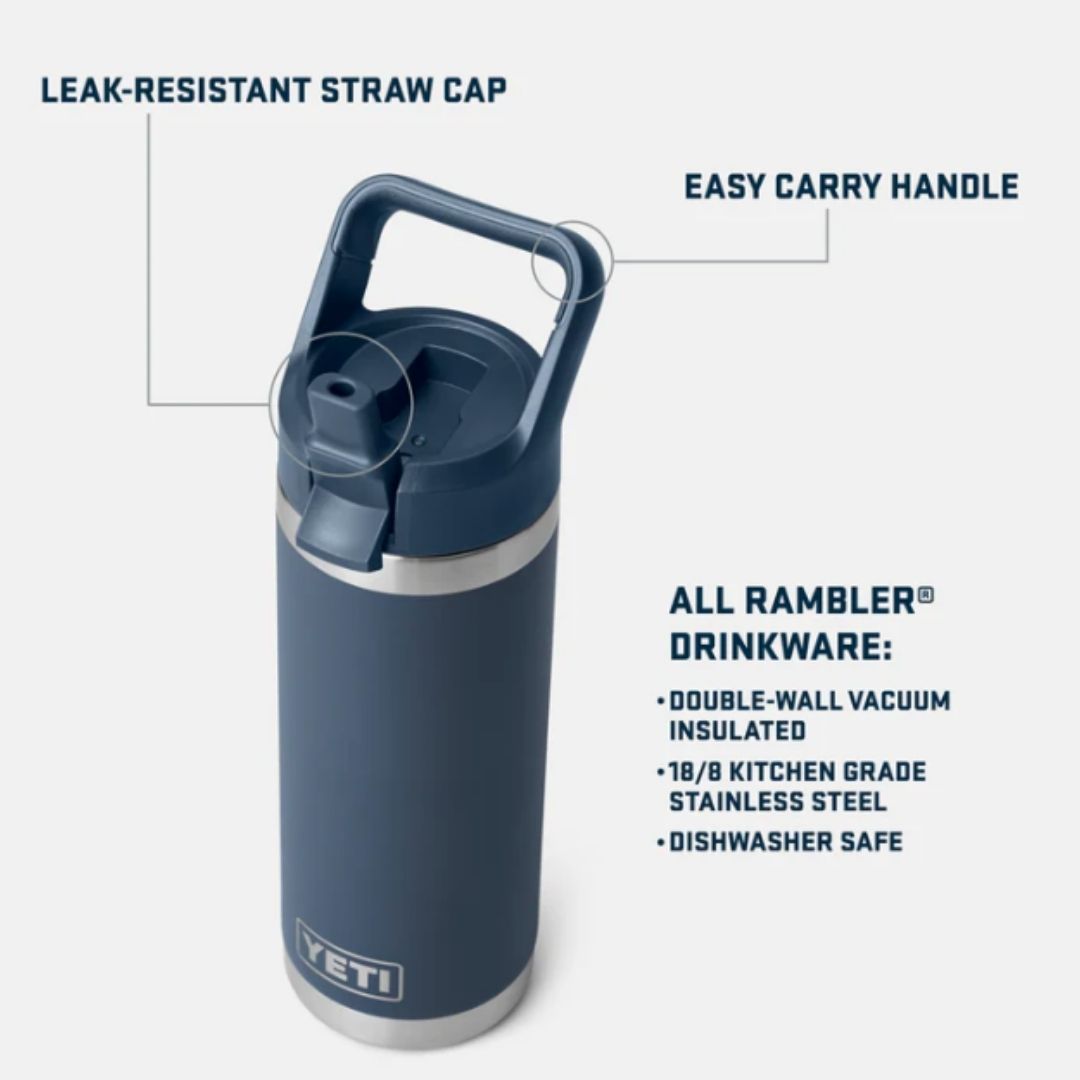 Yeti Rambler 18oz Bottle with Colour-Matched Straw Cap | Navy