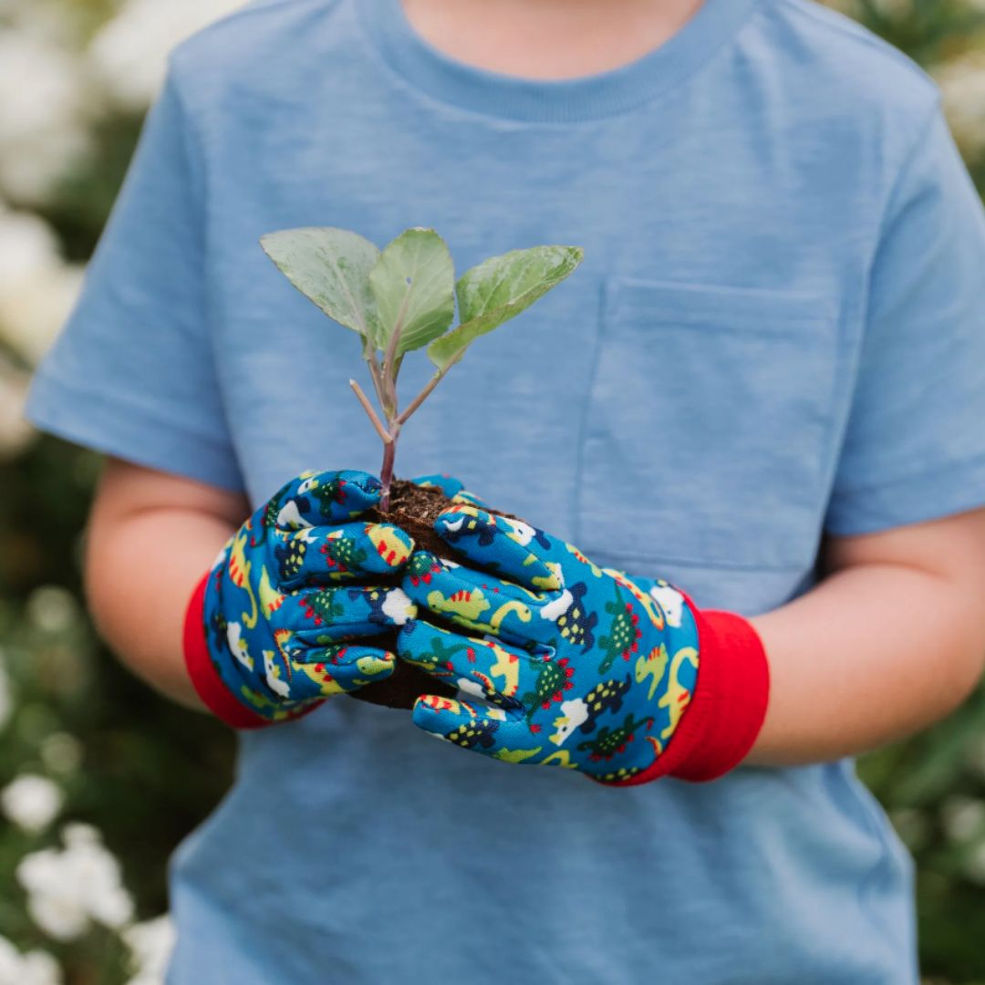 Kent & Stowe Blue Dinosaur Kids Gardening Gloves