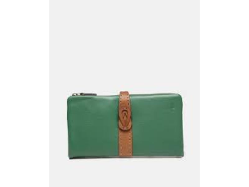 ABBACINO GREEN TWO-TONE LEATHER LARGE WALLET
