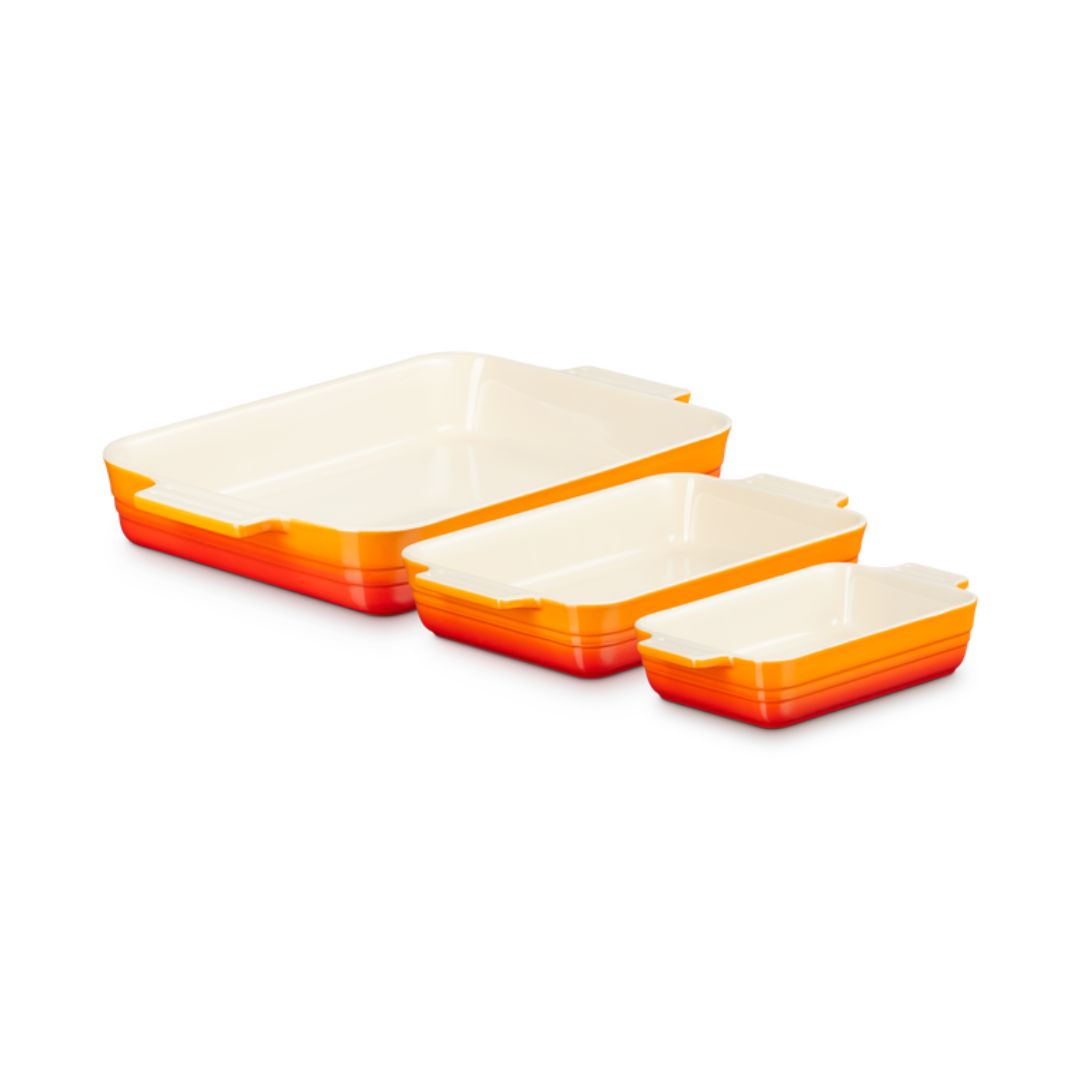 LE CREUSET RECTANGULAR DISHES SET OF 3