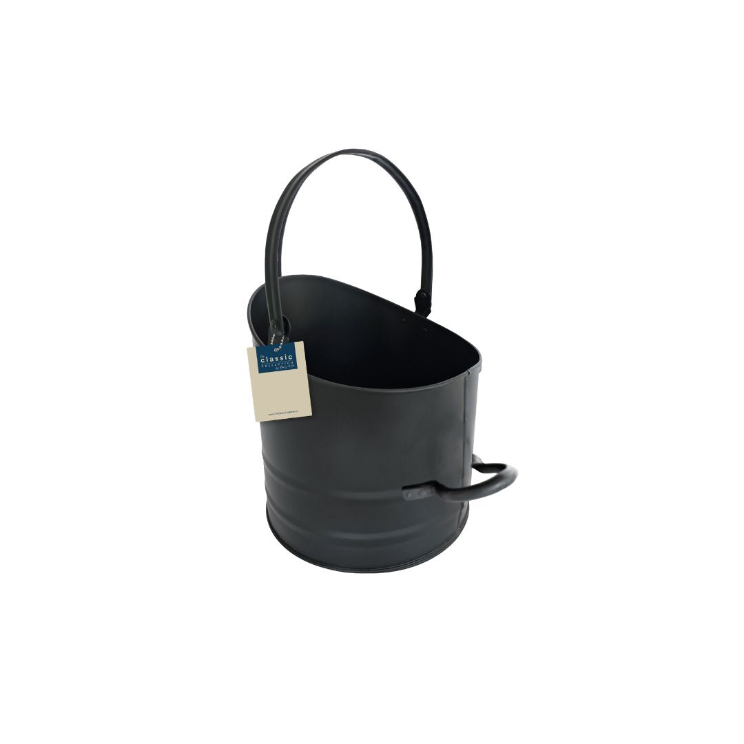 Black Round Solid Coal Bucket 11"