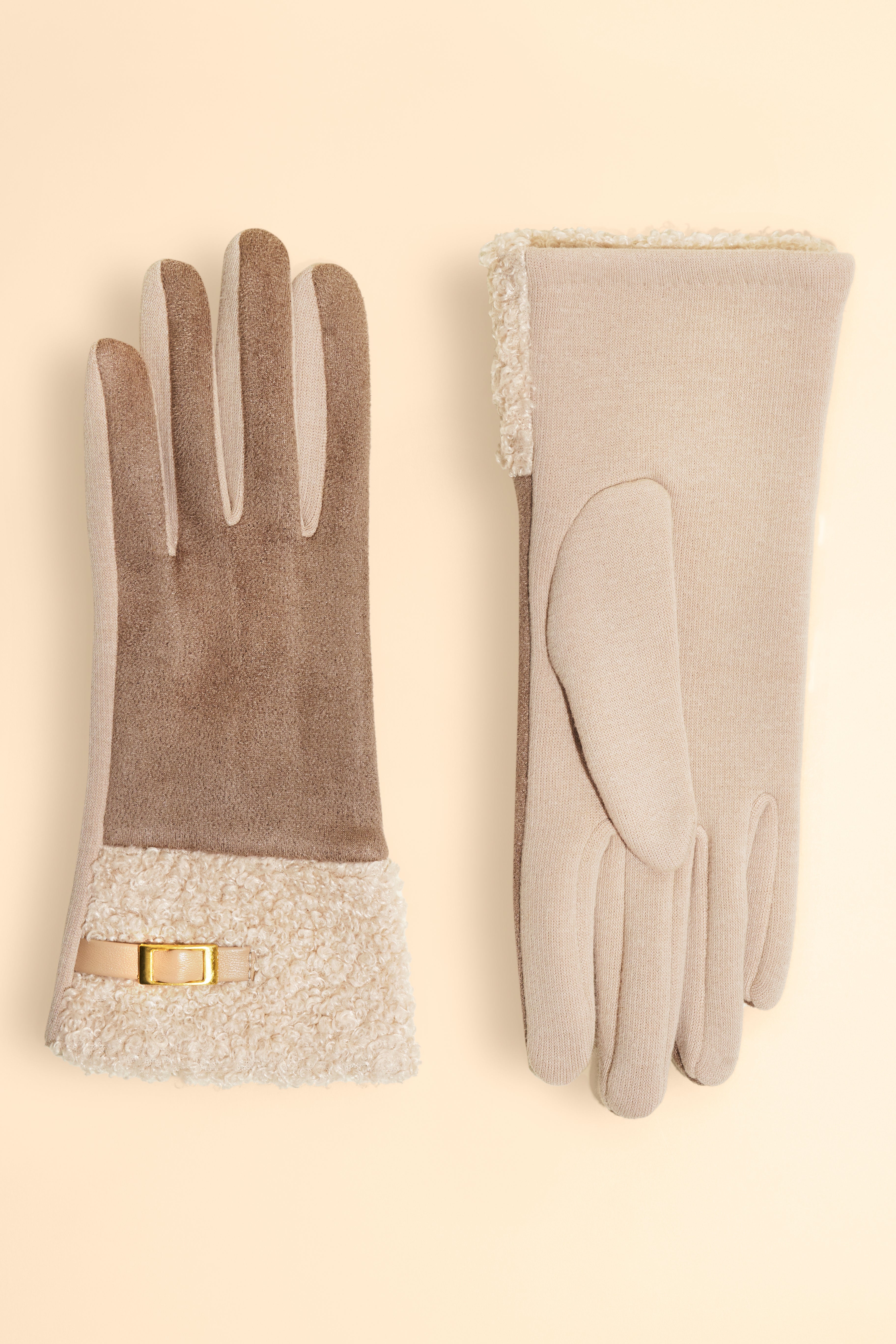 POWDER AUDREY FAUX SUEDE GLOVES | STONE