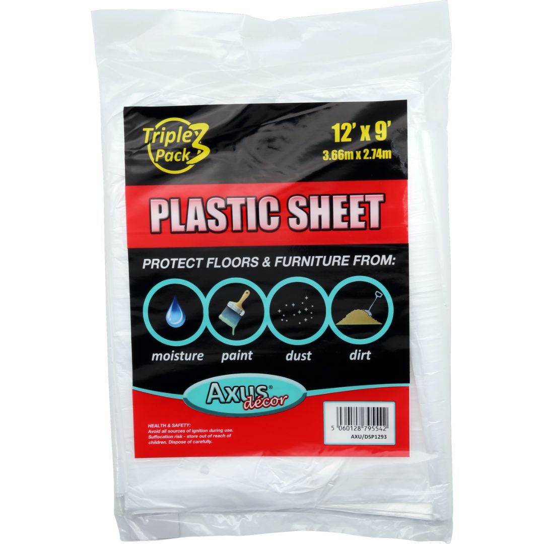 AXUS PLASTIC SHEET 12'X9' TRIPLE PACK 3.66M X 2.74M