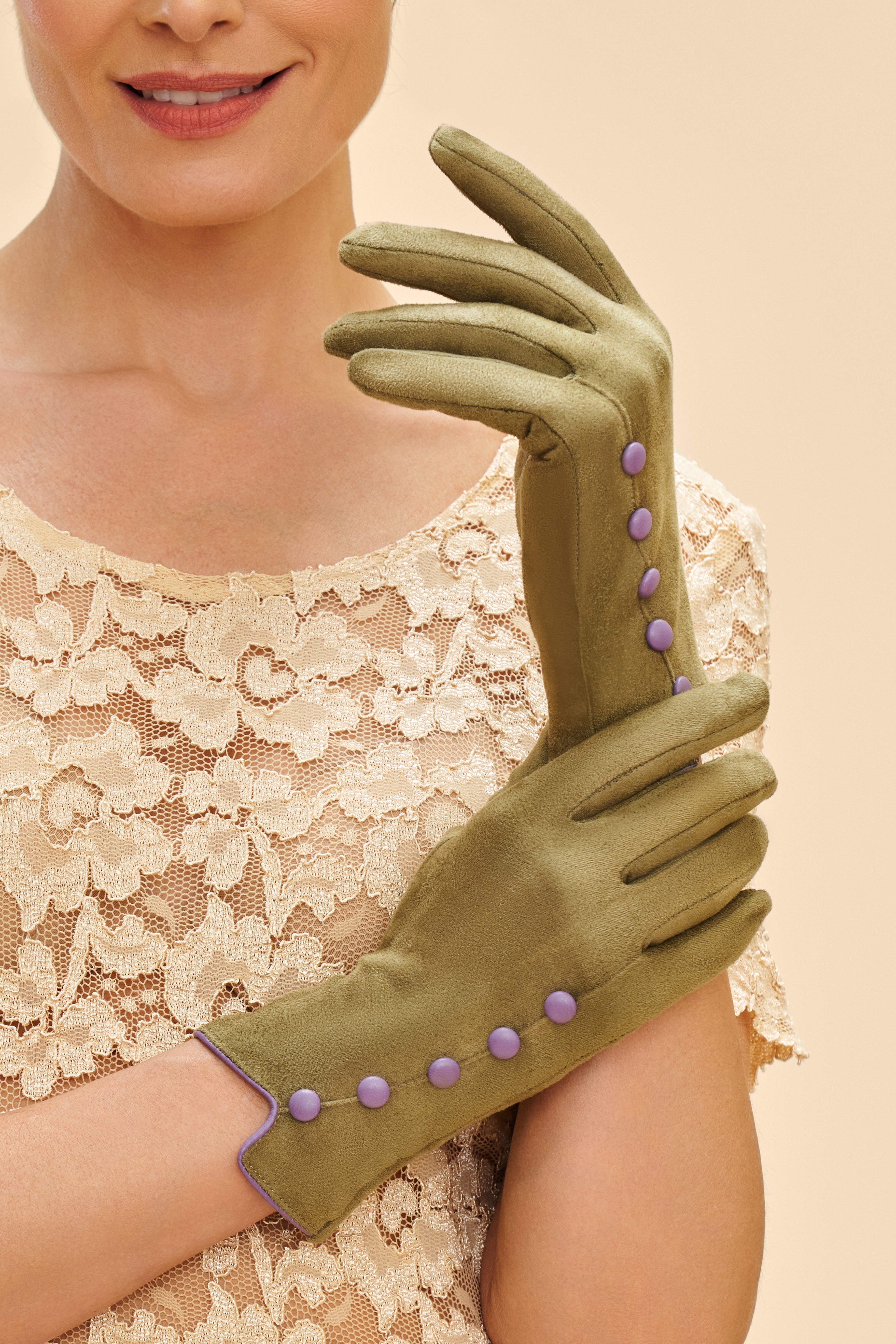 POWDER BEATRICE FAUX SUEDE GLOVES | SAGE