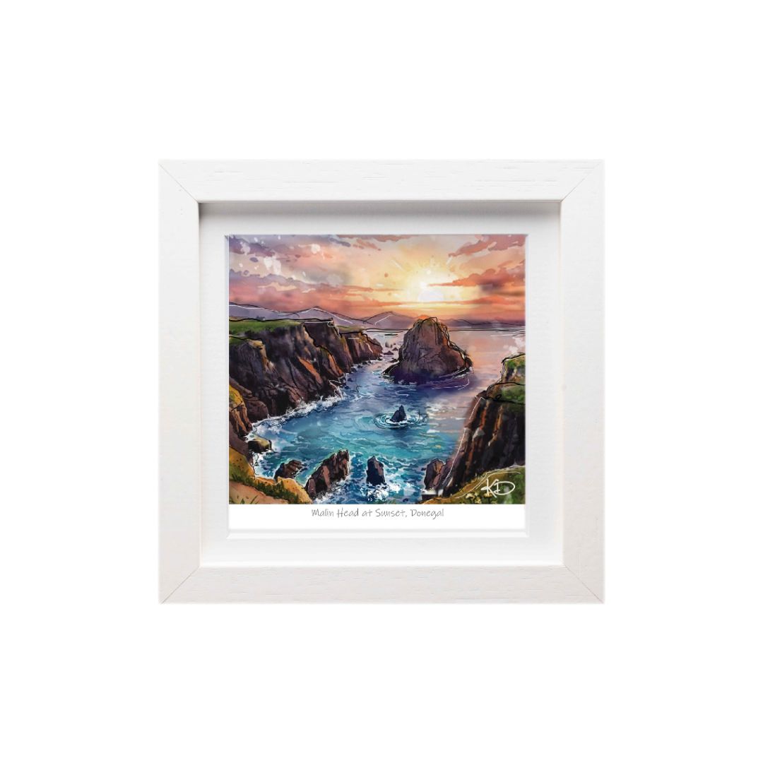 Blue Shoe White Mini Frame | Malin Head Sunset Donegal