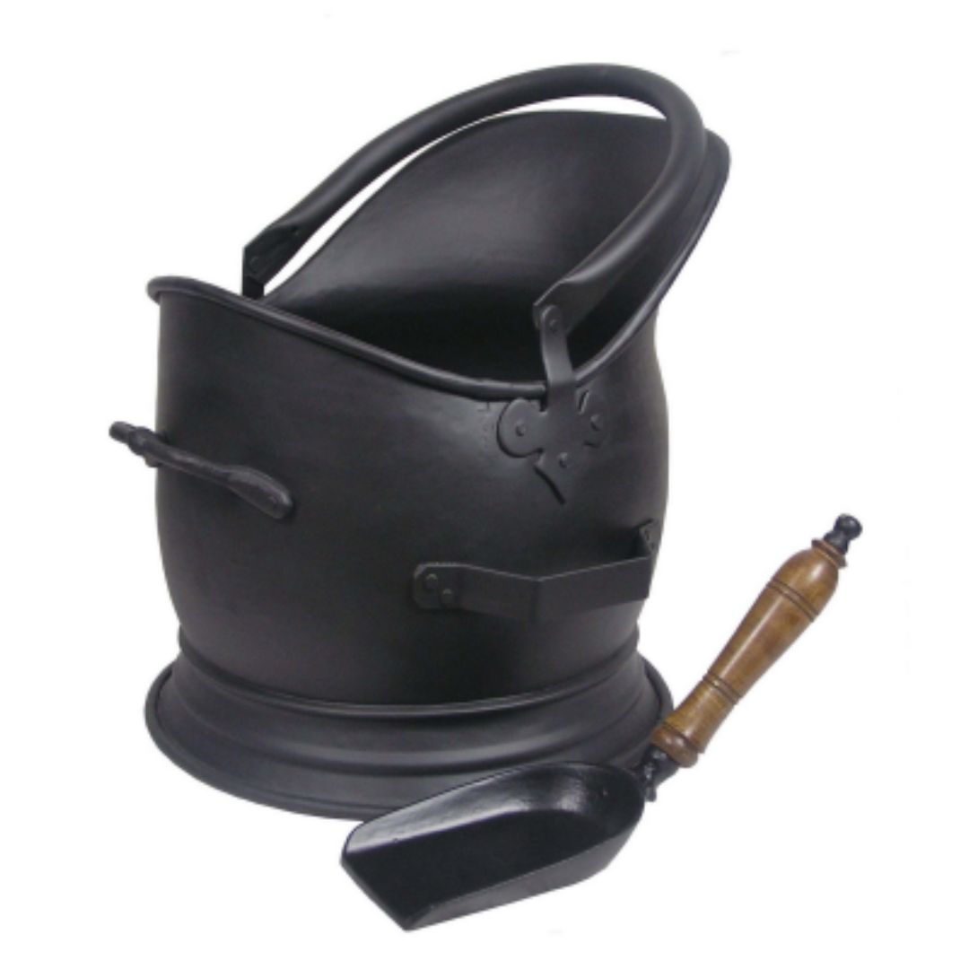 CASTLE LIVING HELMET BLACK COAL BUCKET & SHOVEL