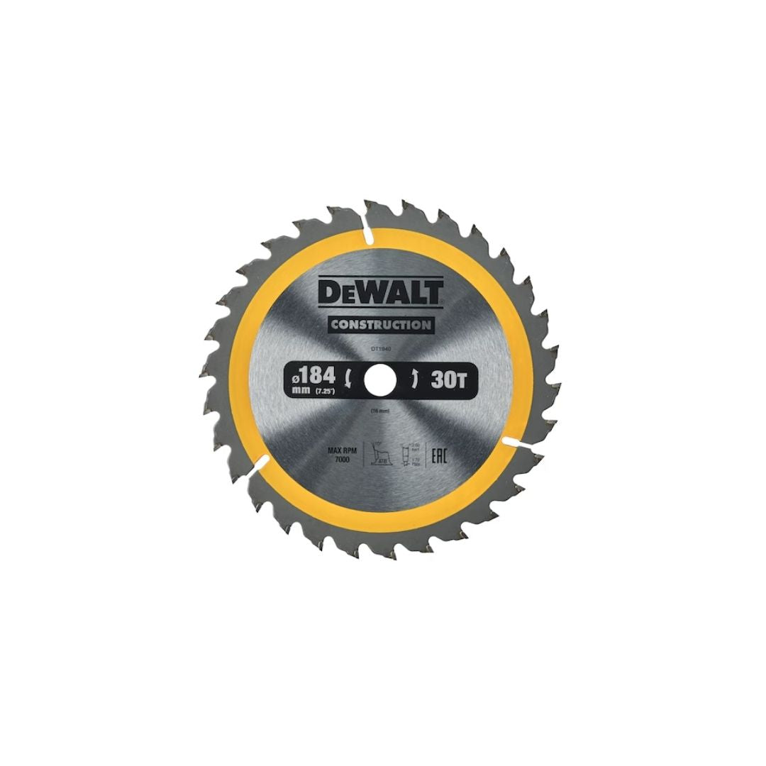 Dewalt Construction Circular Saw Blade Stationary General Purpose 184mm 30T