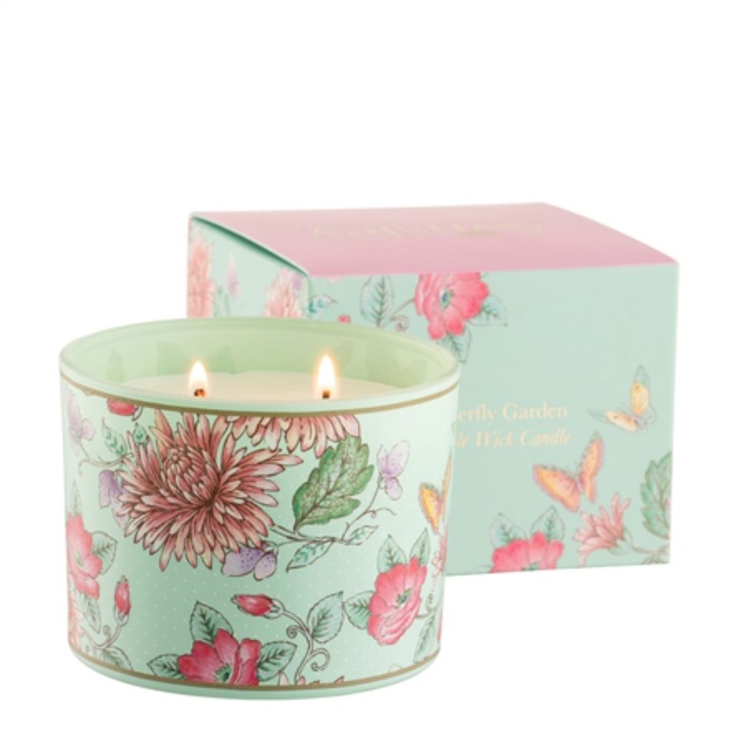 AYNSLEY BUTTERFLY GARDEN DOUBLE WICK CANDLE