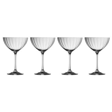 GALWAY CRYSTAL ERNE SAUCER CHAMPAGNE GLASS SET OF 4