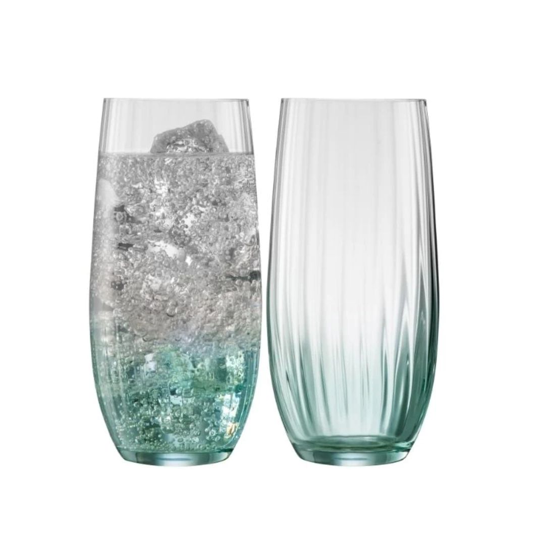 GALWAY CYRSTAL ERNE HIBALL GLASS PAIR AQUA