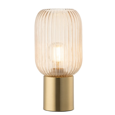 GALWAY CRYSTAL FLUTED GLASS TABLE LAMP - AMBER