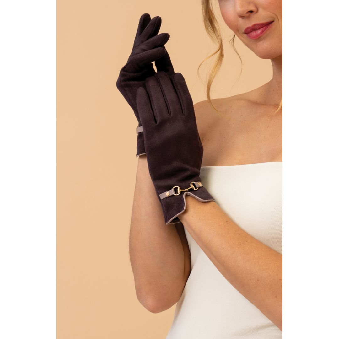 POWDER KYLIE FAUX SUEDE CHOCOLATE GLOVES