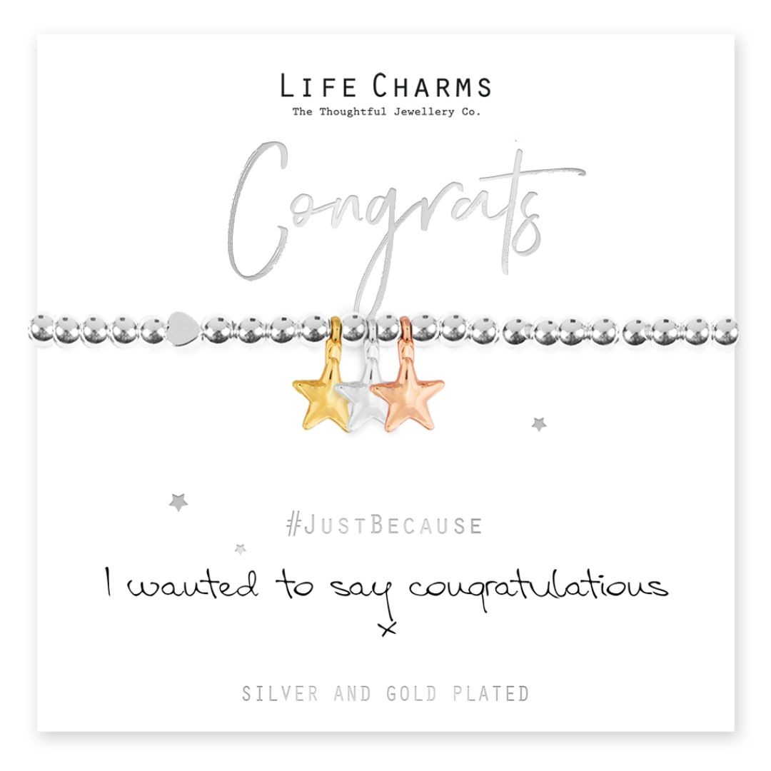 Bracciale Life Charms Per Donna – Placcato Argento – Braccialetto Congratulazioni Con Ciondoli