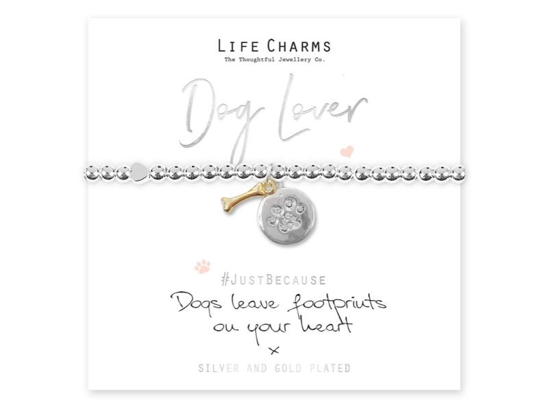LIFE CHARMS BRACELET DOGS LEAVE FOOTPRINTS ON YOUR HEART