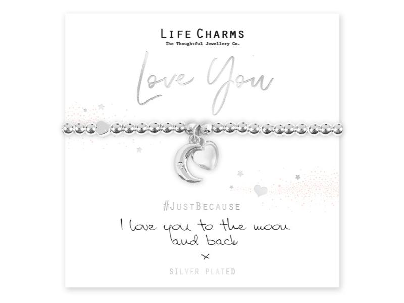 LIFE CHARMS BRACELET LOVE YOU TO THE MOON AND BACK