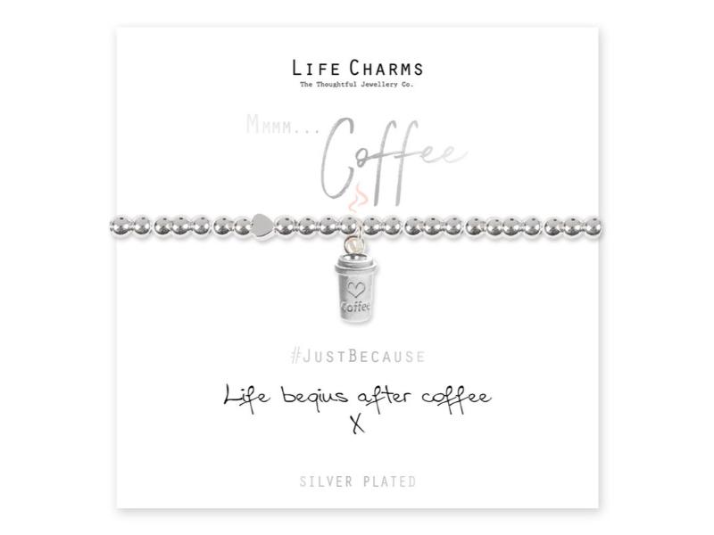 LIFE CHARMS BRACELET LIFE BEGINS AFTER COFFEE