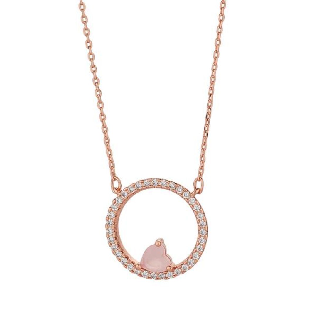 KNIGHT & DAY HEART & CIRCLE ROSE GOLD NECKLACE