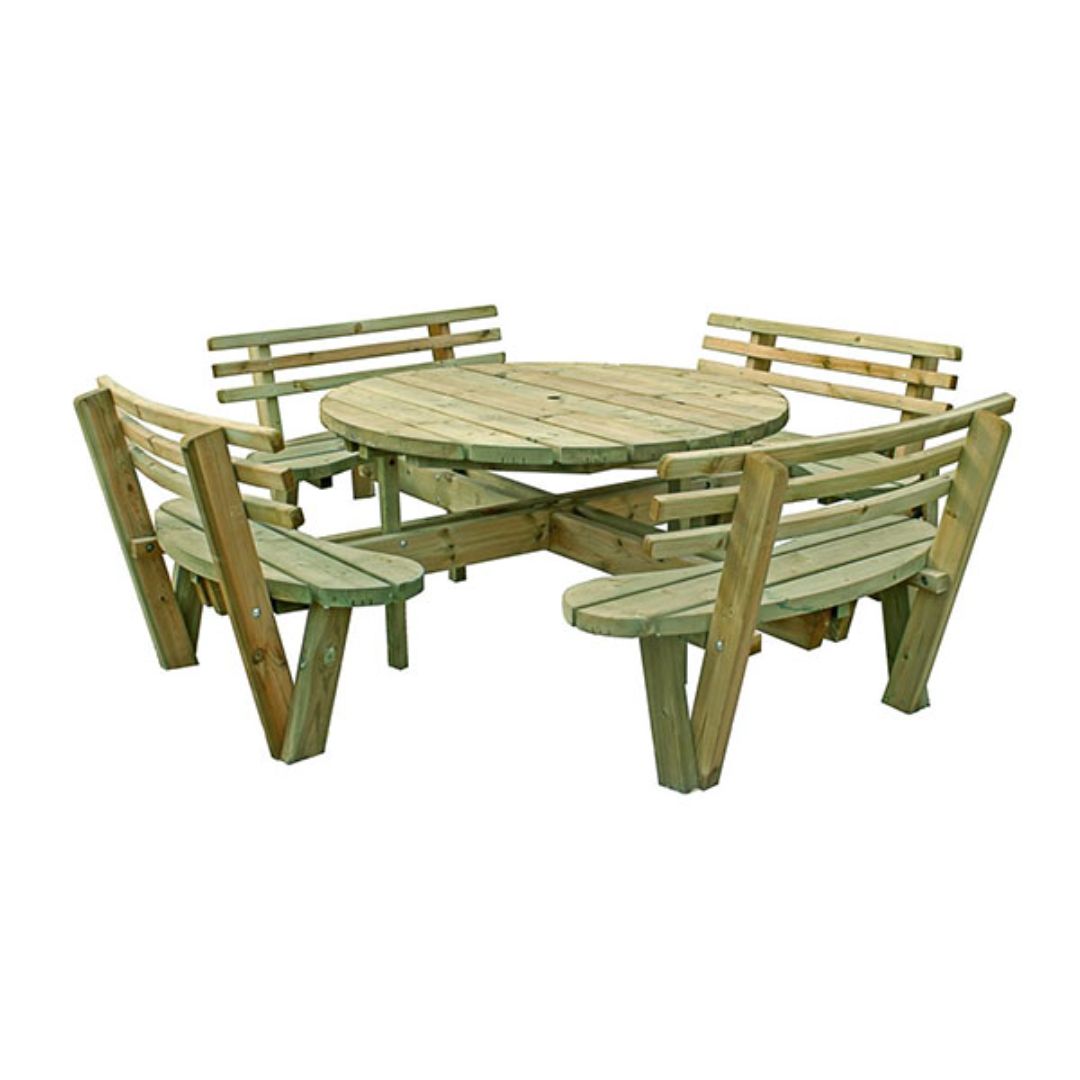 PICNIC BENCH ROUND WITH BACKRESTS | 8 SEATER