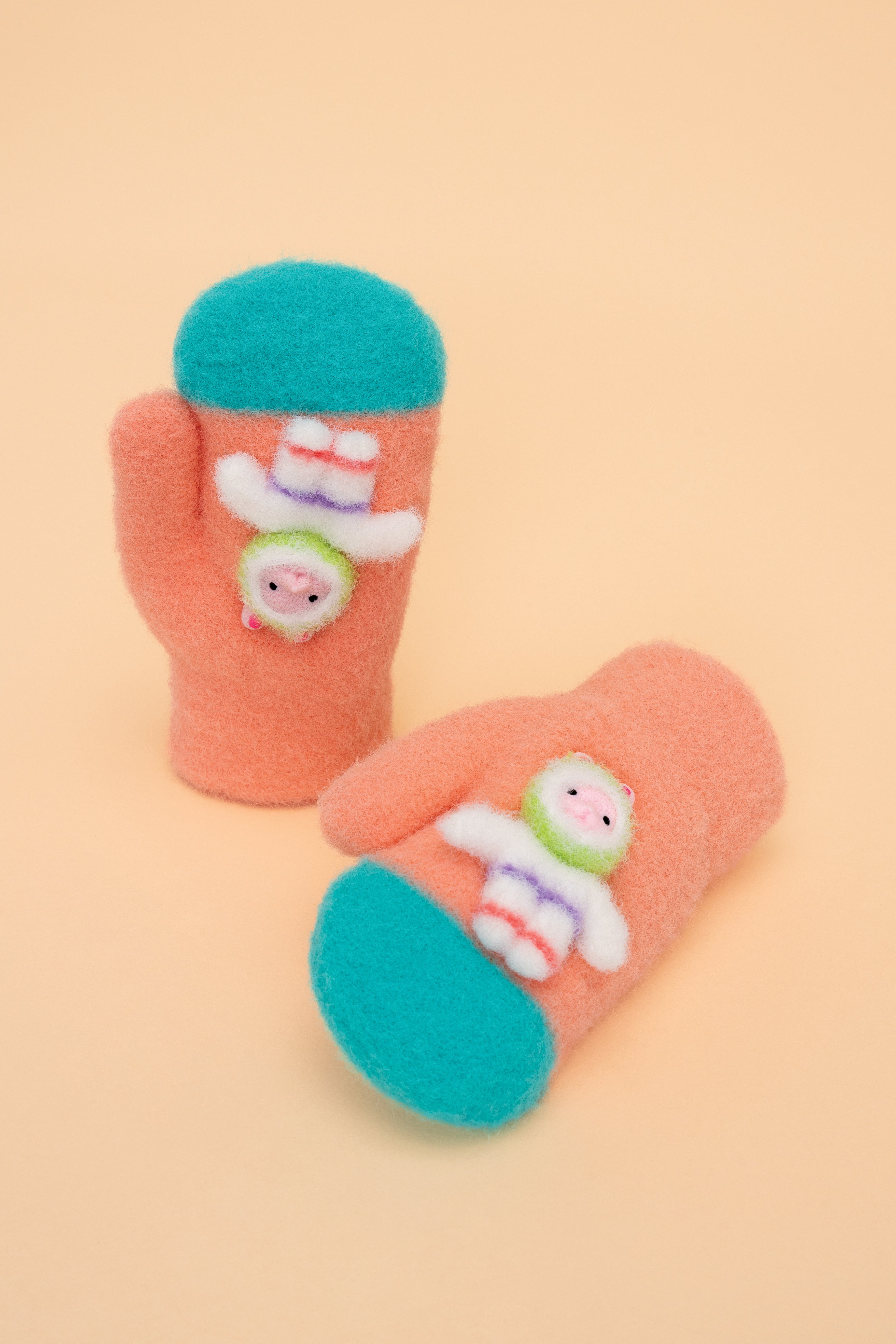 POWDER PALS SPACE BUNNY CORAL MITTENS