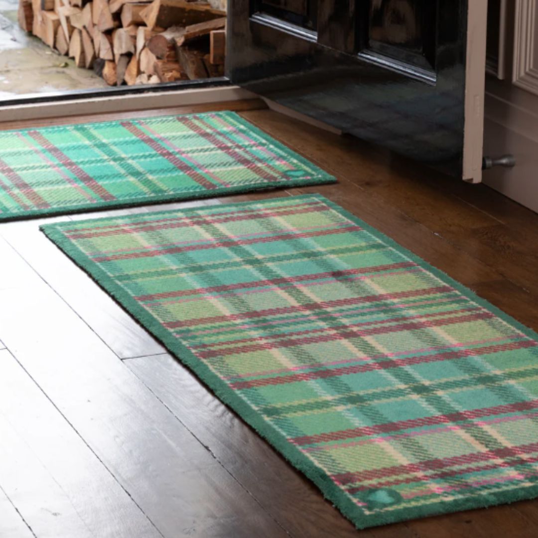 Hug Rug Tartan Green Washable Doormat