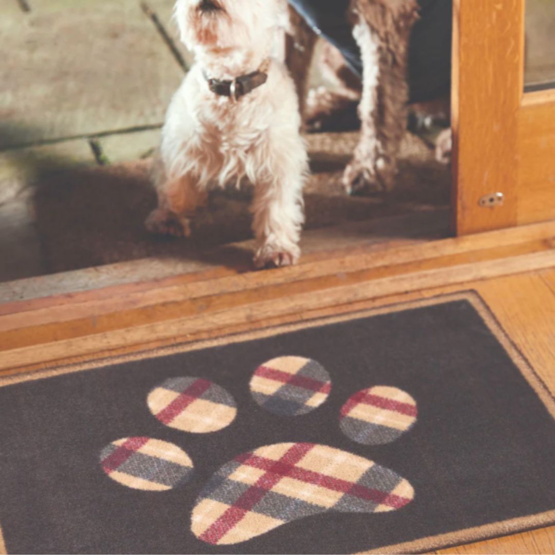 Hug Rug Tartan Paw Navy Washable Doormat