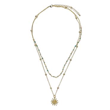 KNIGHT & DAY GOLD & WHITE JADE LAYERED NECKLACE