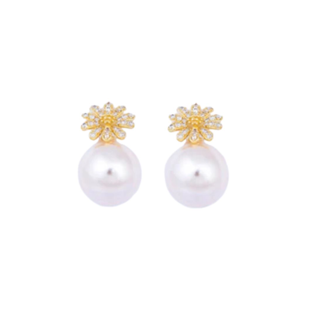 KNIGHT & DAY FLORAL PEARL STUDS