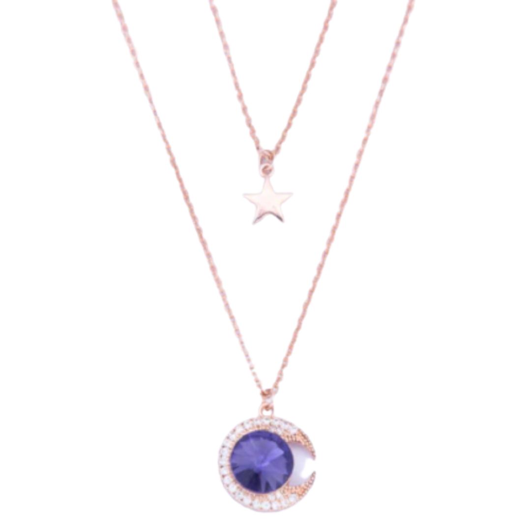 KNIGHT & DAY AMETHYST MOON LAYERED NECKLACE