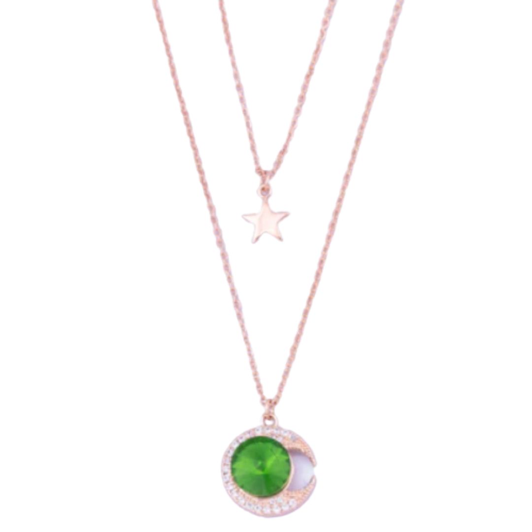 KNIGHT & DAY GREEN MOON LAYERED NECKLACE