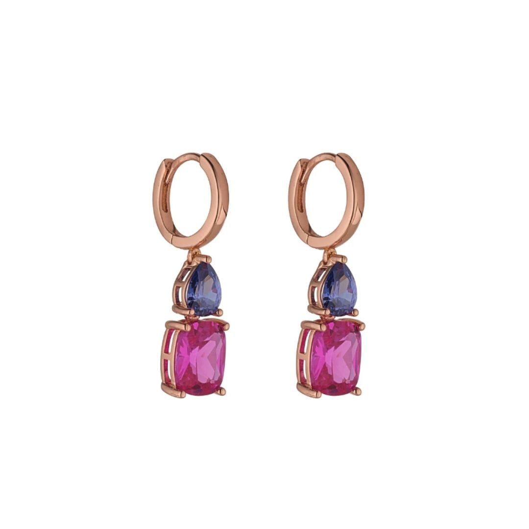 KNIGHT & DAY ROSE RED & PURPLE CZ EARRINGS