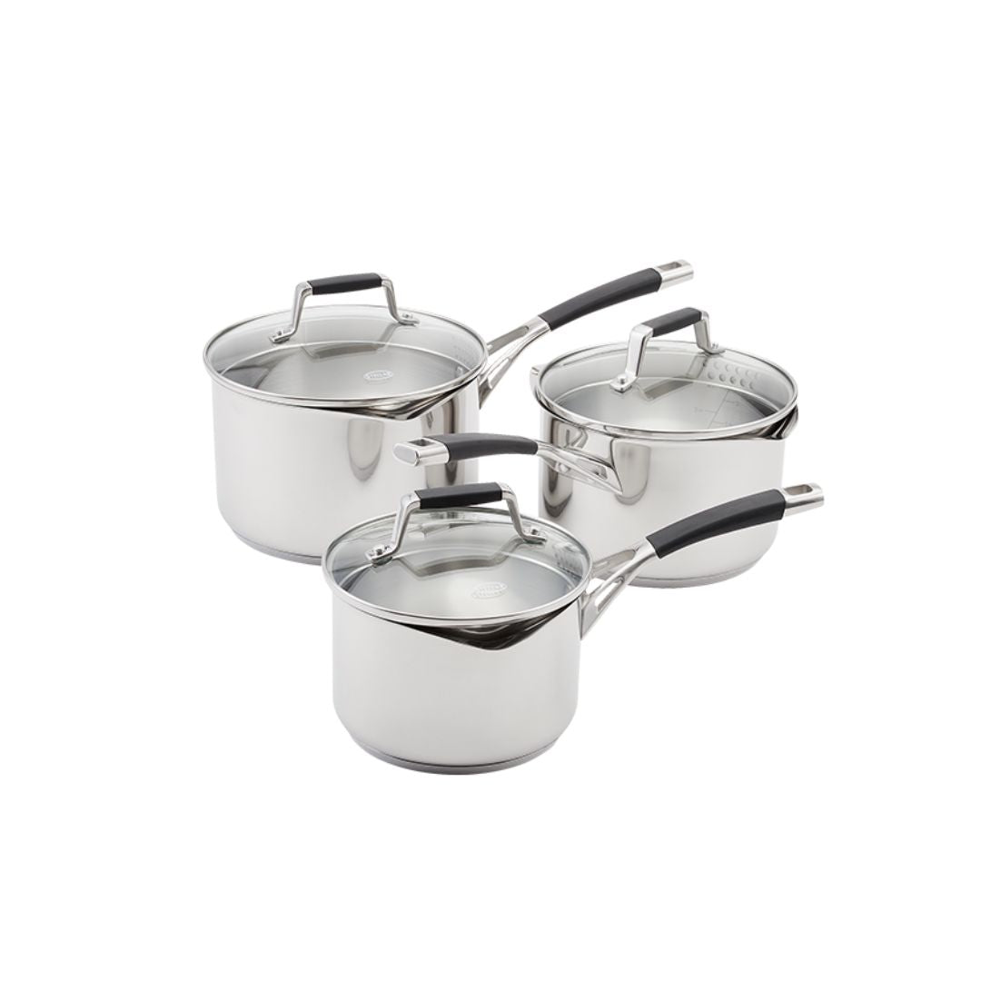 STELLAR INDUCTION DRAINING SAUCEPAN SET 3 PIECE SET