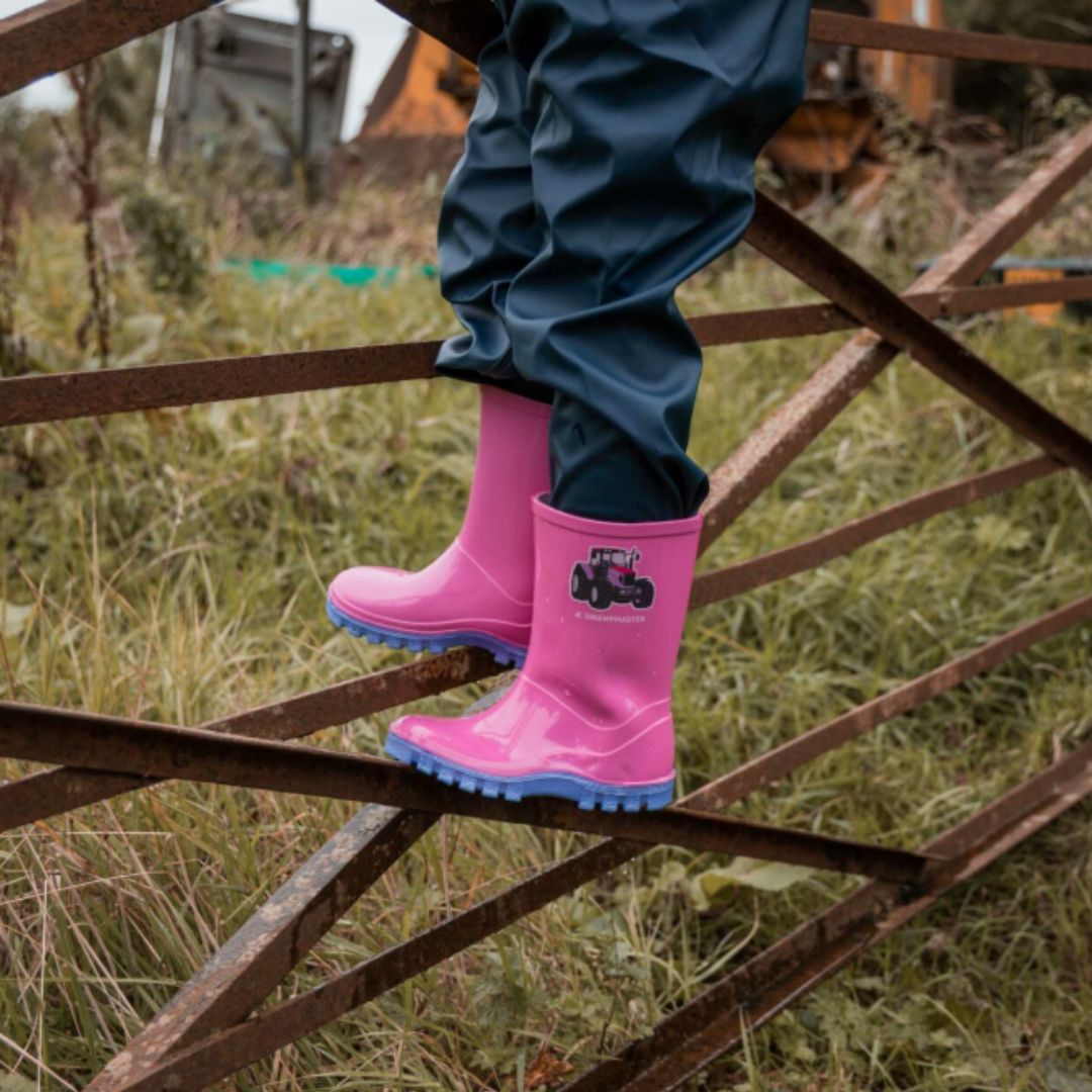Xpert Swampmaster Junior Tractor Wellingtons Pink/Lilac