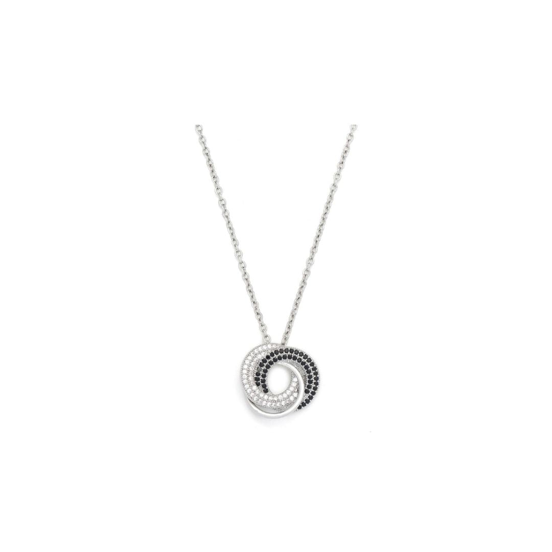 Knight & Day Clear & Jet CZ Stone Necklace