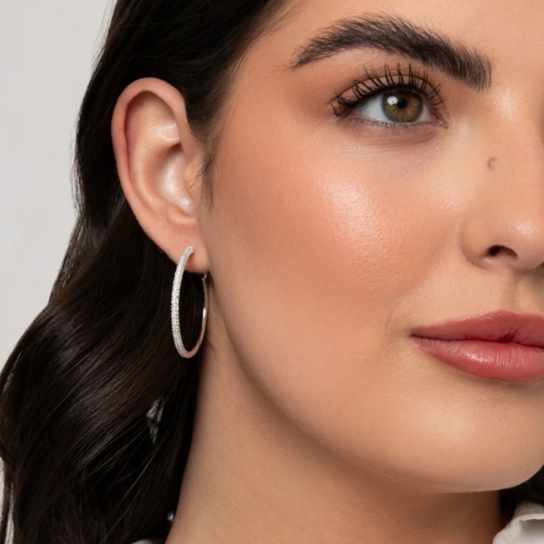 Knight & Day Medium Size Crystal Encrusted Hoops