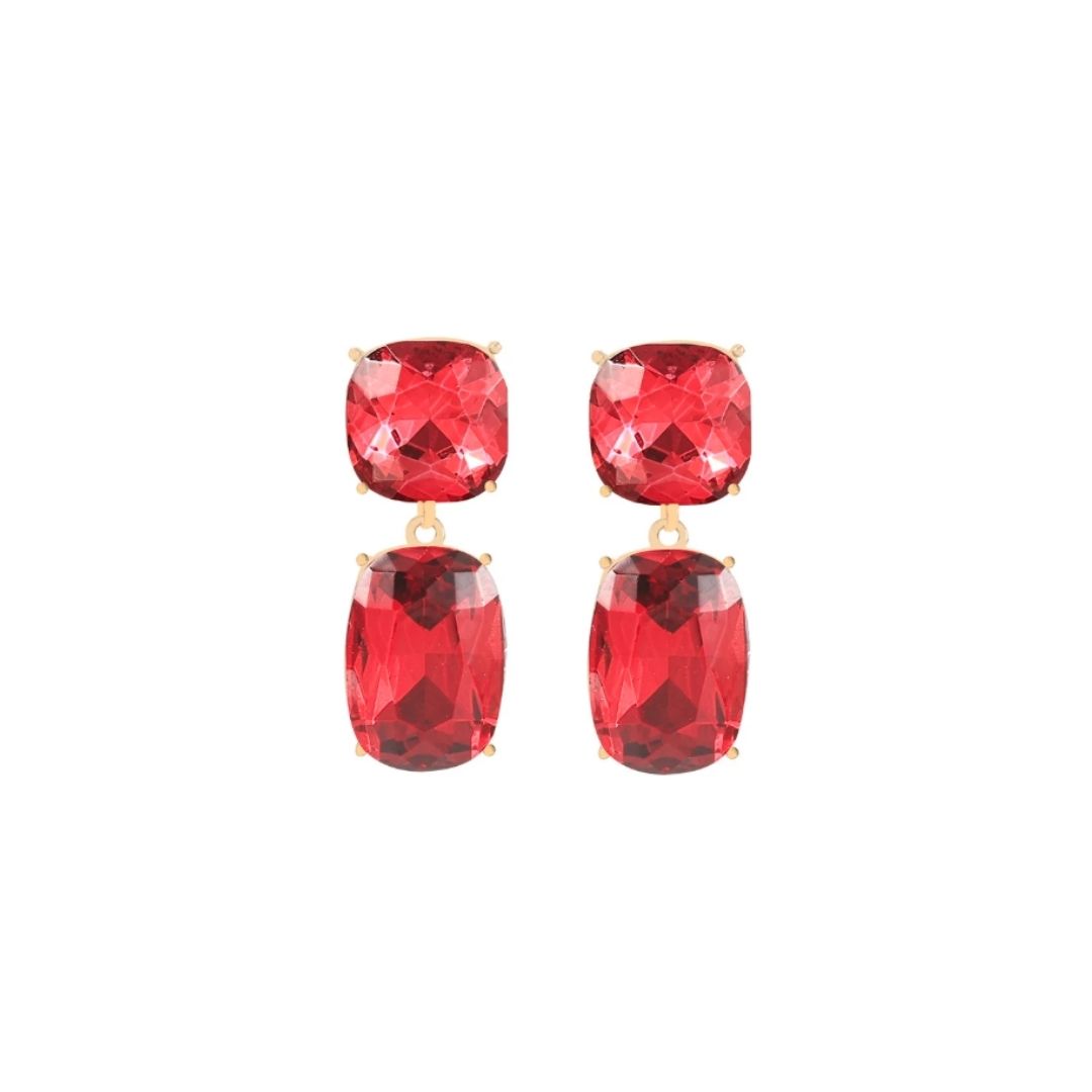 Knight & Day Garnet Ruby Crystal Earrings
