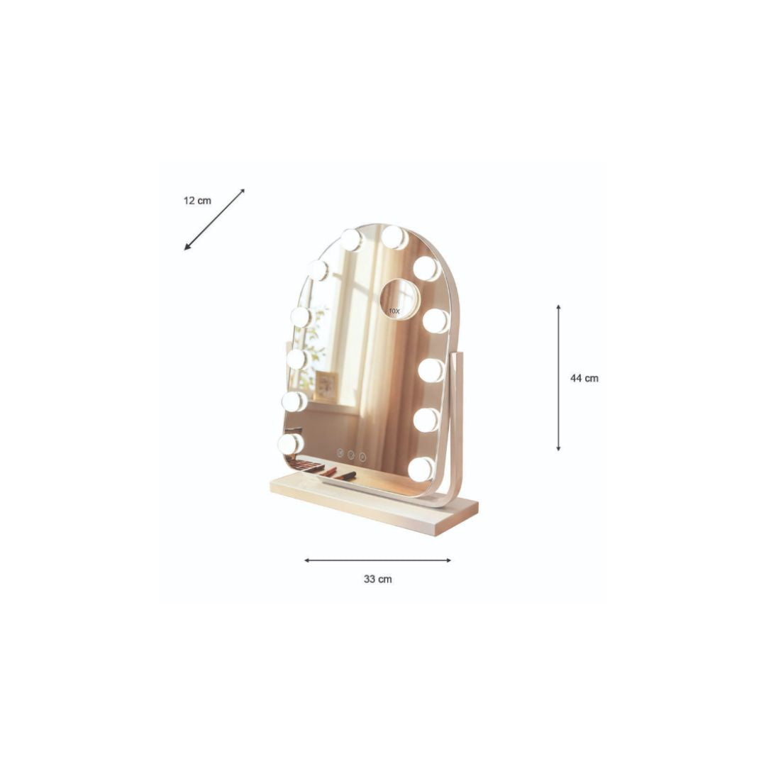 Tara Lane Hollywood bulb arch vanity mirror white