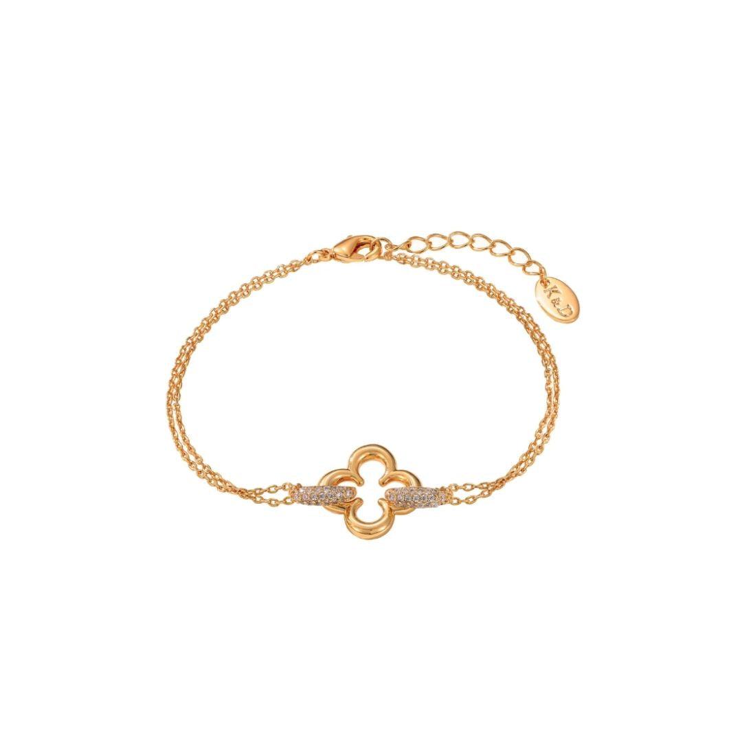 Knight & Day The Pink Box Clover & Crystal Bracelet