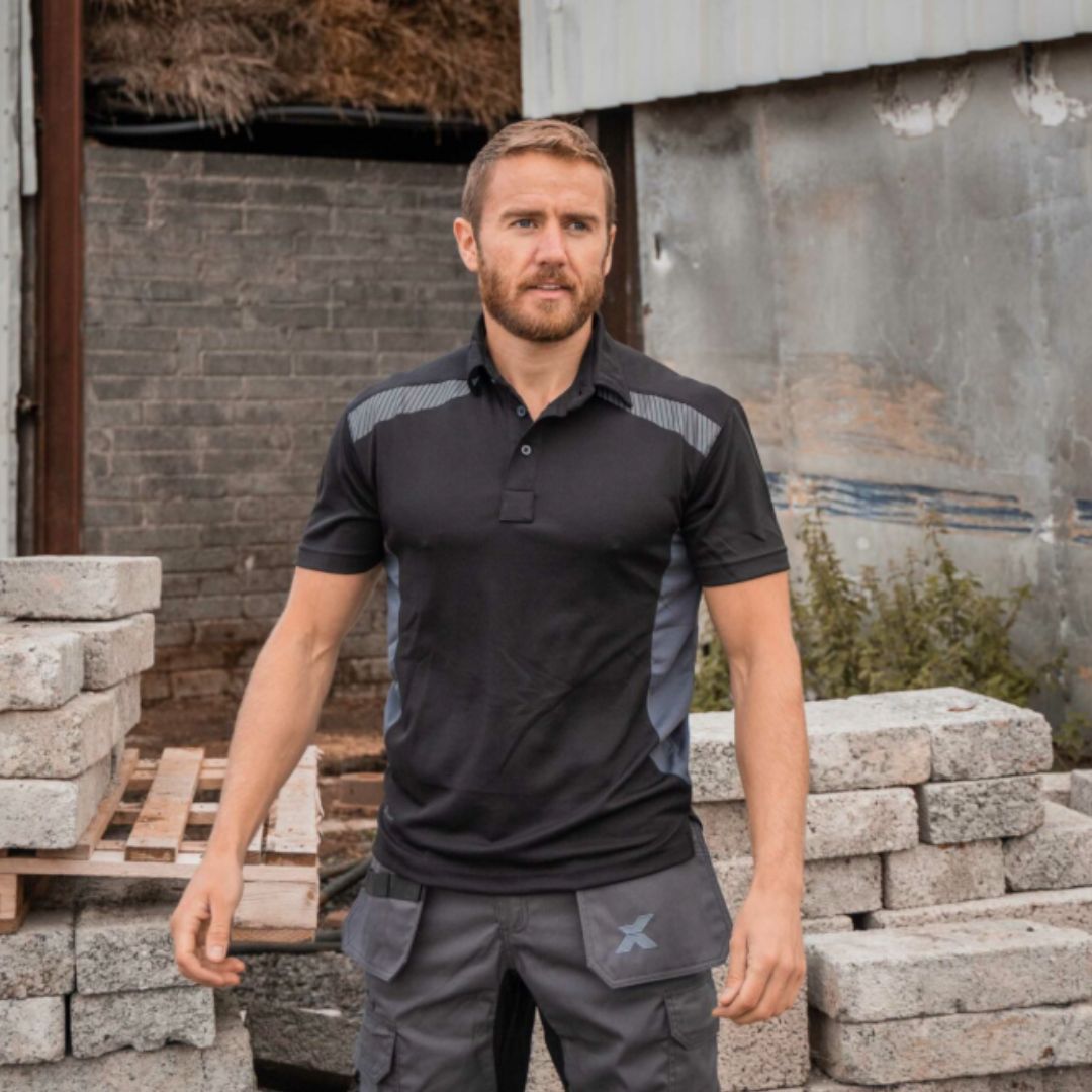 Xpert Pro Stretch Polo Shirt Black/Grey