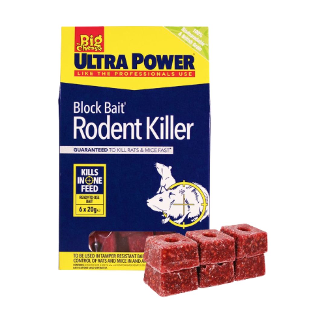 BIG CHEESE ULTRA POWER BLOCK BAIT RODENT KILLER 6 x 20G